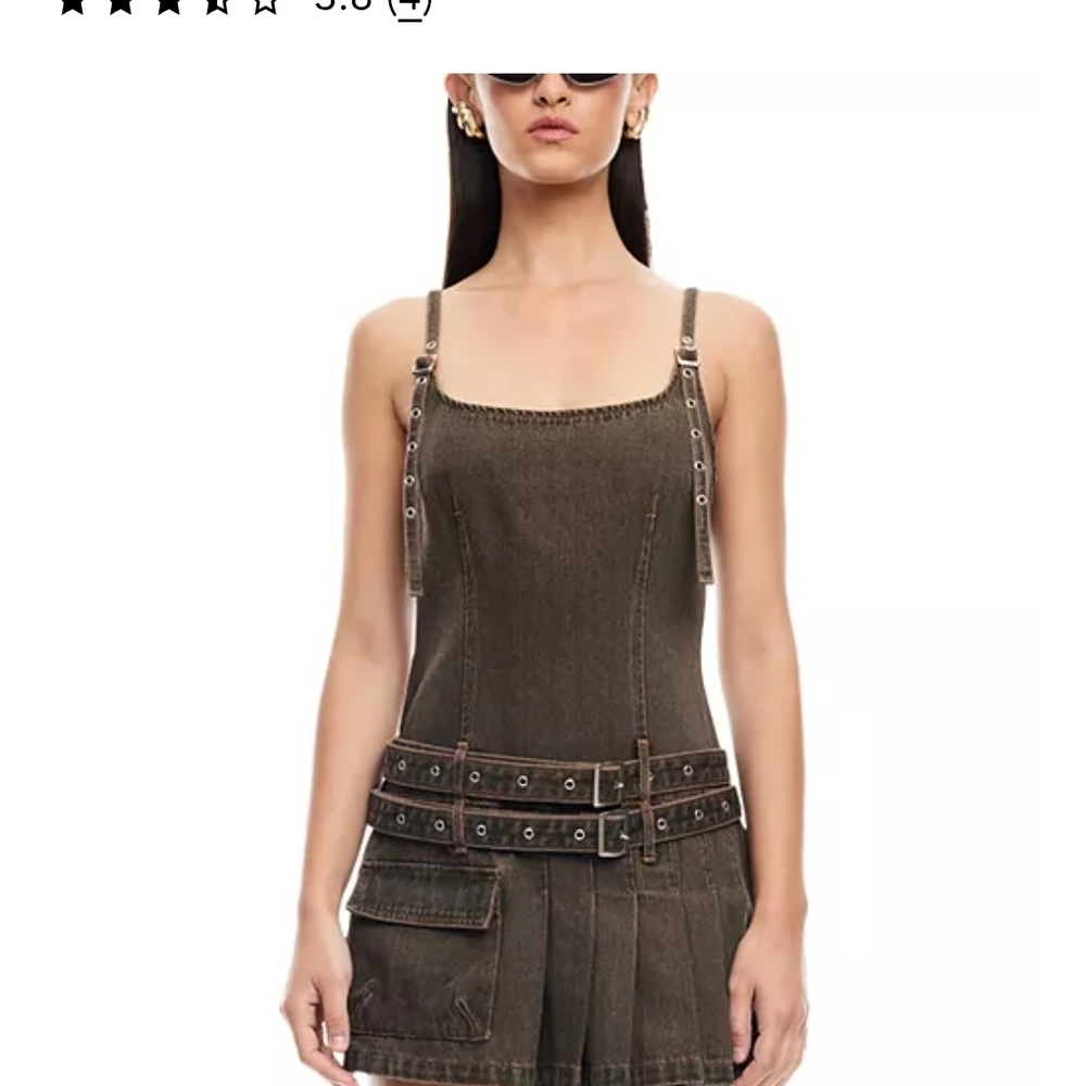 Lioness Biker Denim Mini Dress with Belt - Picture 3 of 5